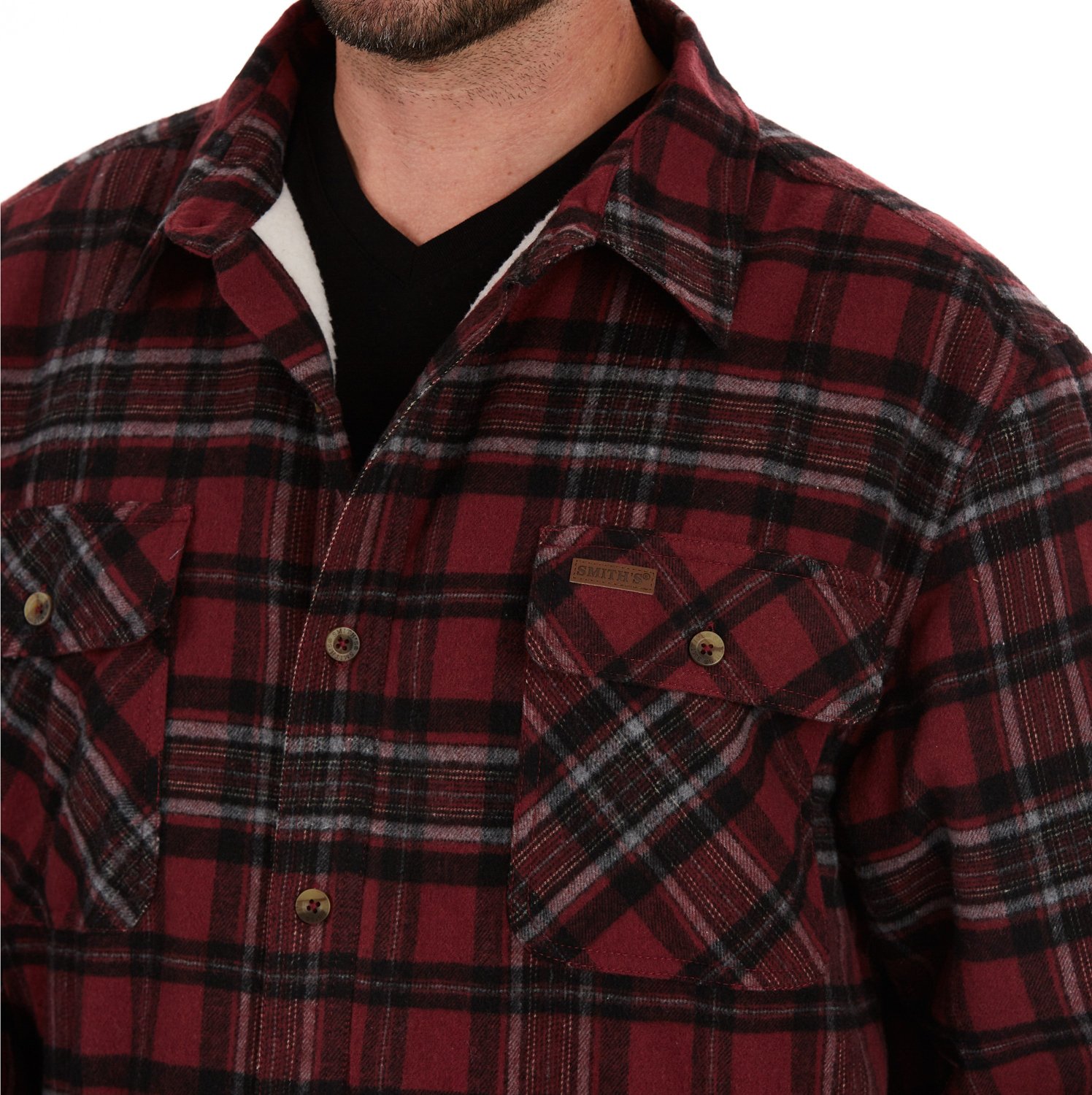 Smith's Workwear Men's Sherpa Lined Flannel Shirt Jacket - view number 4