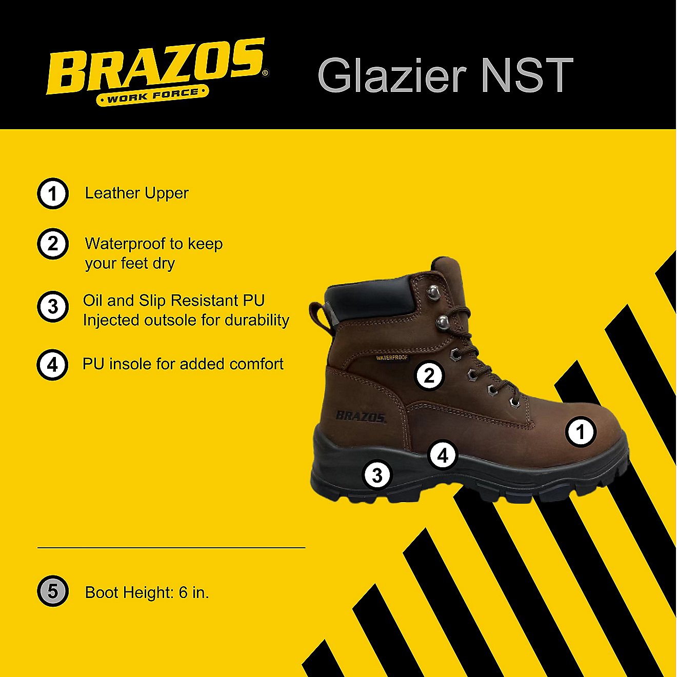 Brazos Men's Glazier Work Boots                                                                                                  - view number 5