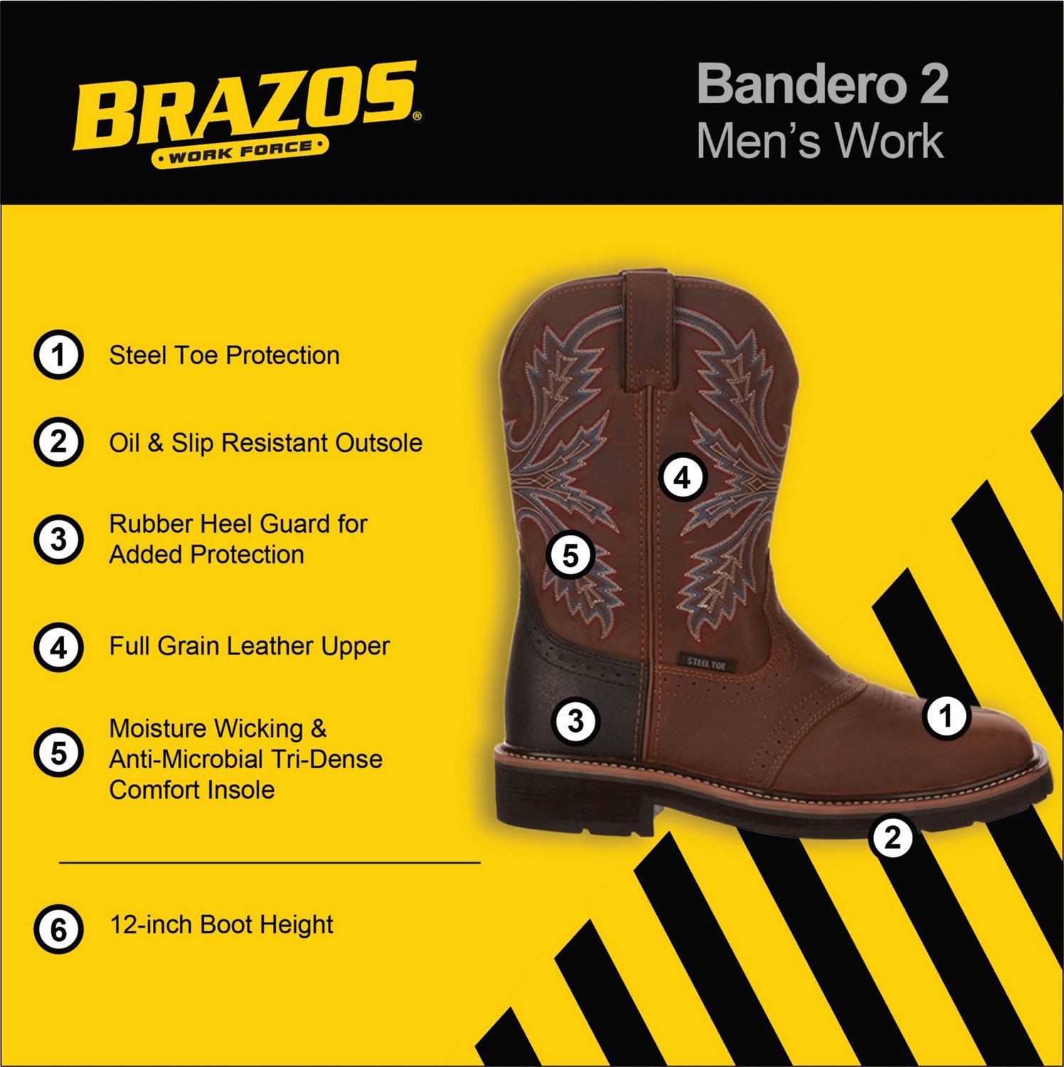 Brazos steel outlet toe boots academy