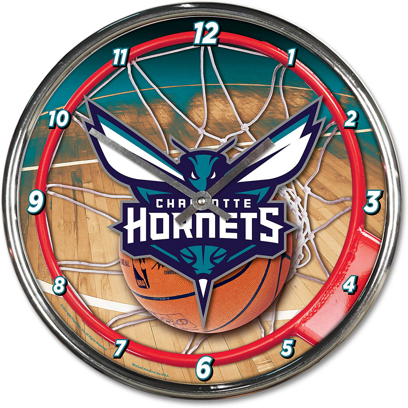 WinCraft Charlotte Hornets Chrome Clock                                                                                          - view number 1