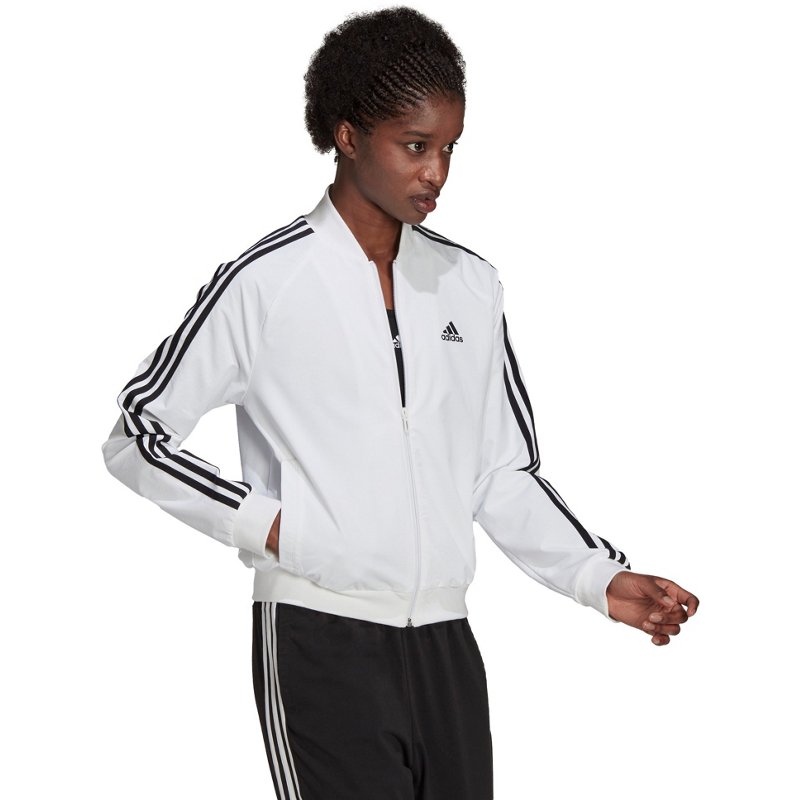 adidas Women's Essentials 3-Stripes Track Jacket White, Large - Women's Athletic Jackets at Academy Sports product image