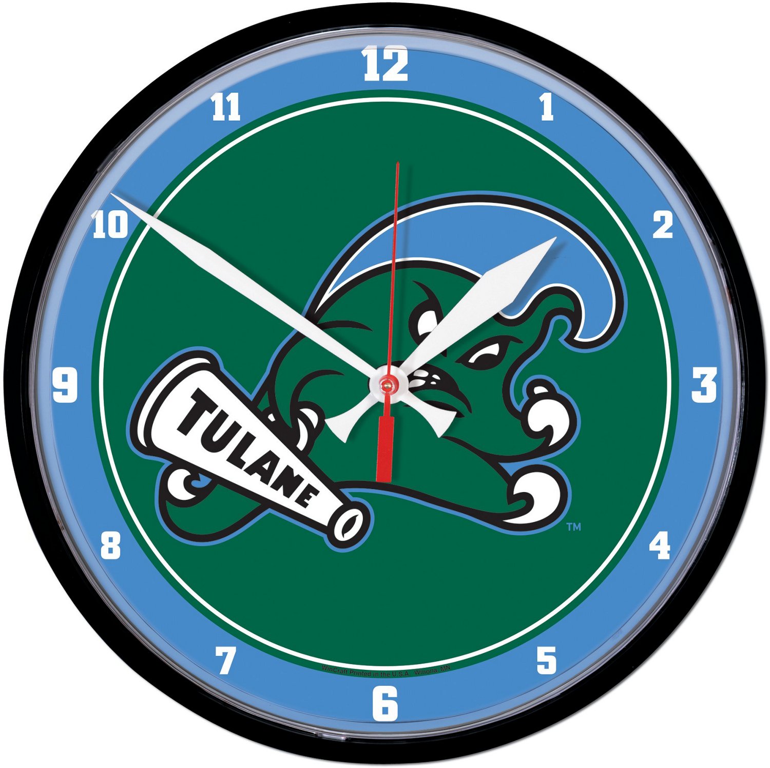 WinCraft Tulane University 12.75 in Round Wall Clock