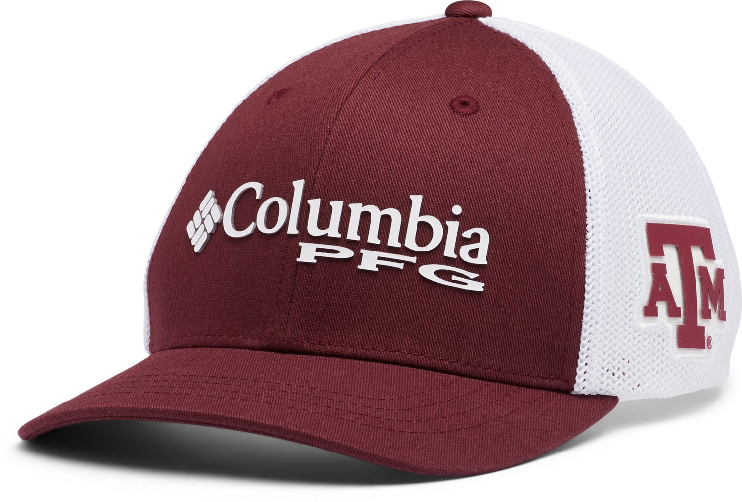 Columbia PFG Mesh Snap Back Ball Cap, SC - Beet/Charcoal, One Size