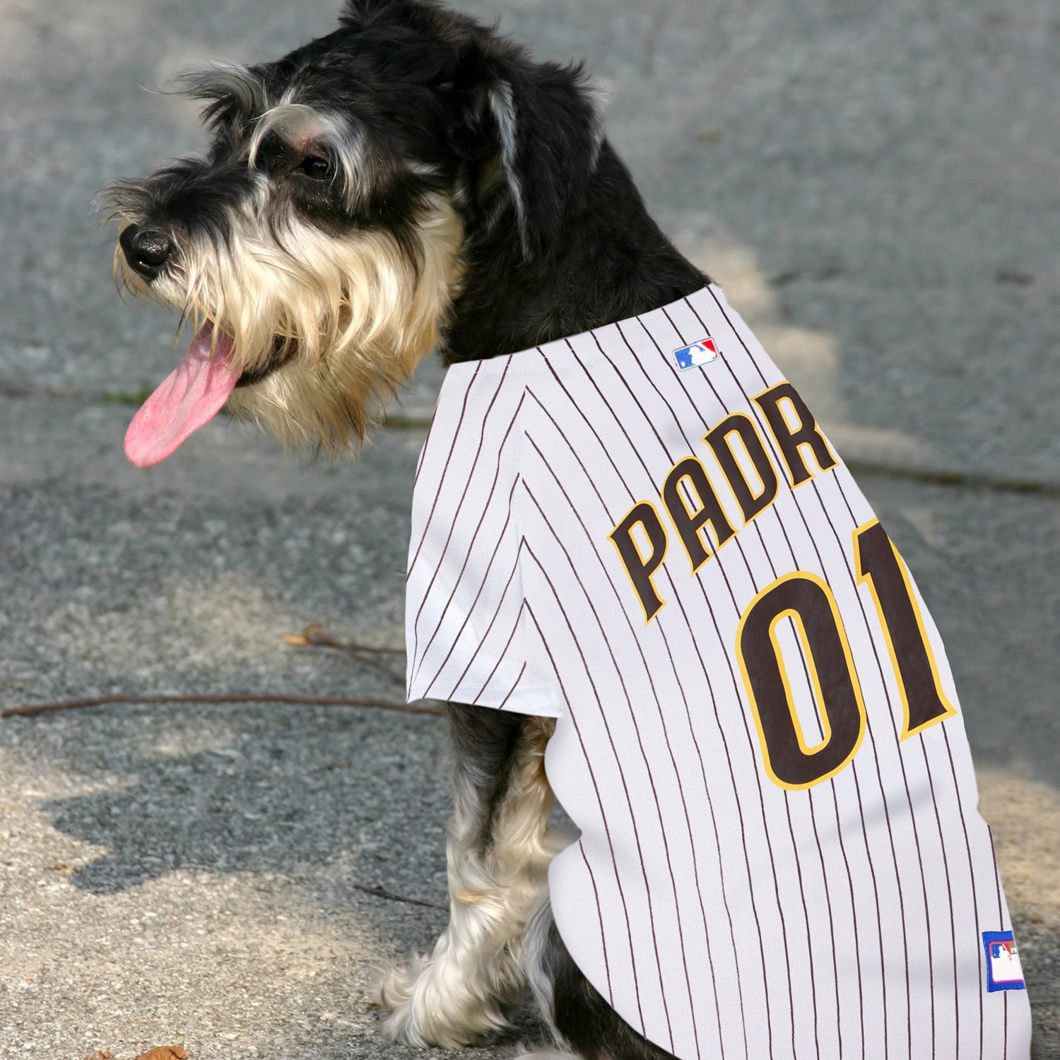 Pets First Cotton & Polyester Mesh Striped San Diego Padres Dog & Cat Jersey,  White, XS 