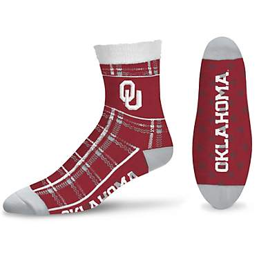 For Bare Feet University of Oklahoma Tartan Plaid No Show Socks                                                                 