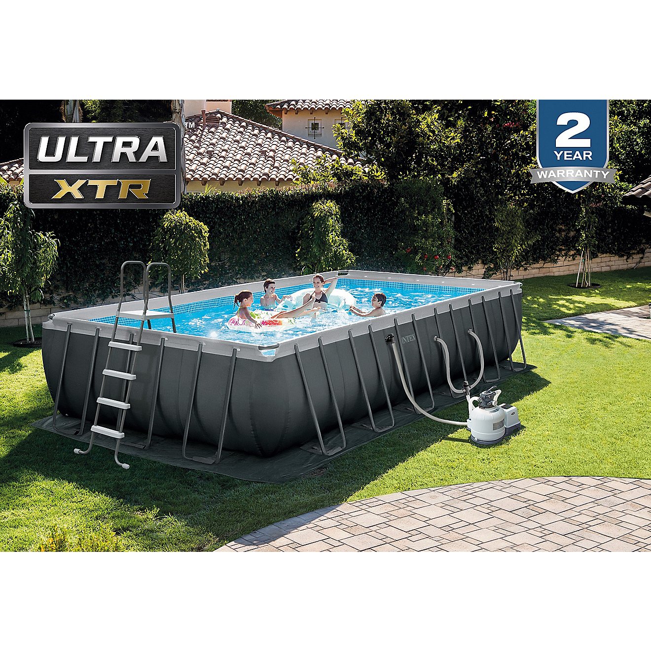 INTEX Ultra XTR 24 ft x 12 ft x 52 in Rectangular Metal Frame Pool Set                                                           - view number 9