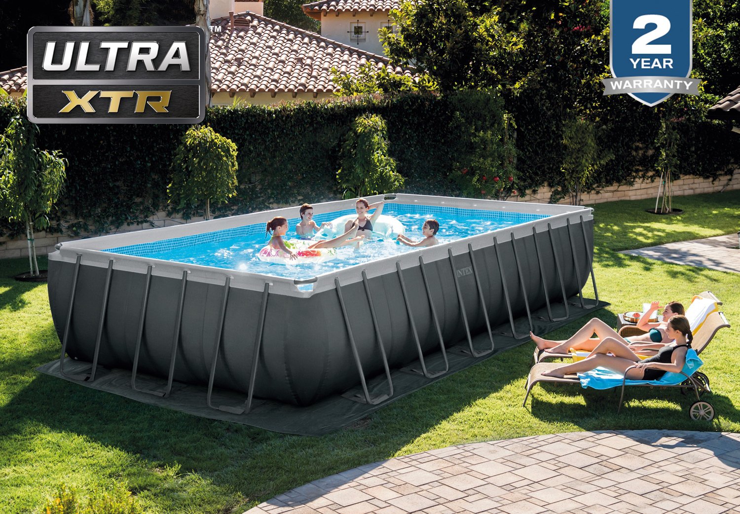 Intex Ultra Xtr 24 Ft X 12 Ft X 52 In Rectangular Metal Frame Pool Set Academy