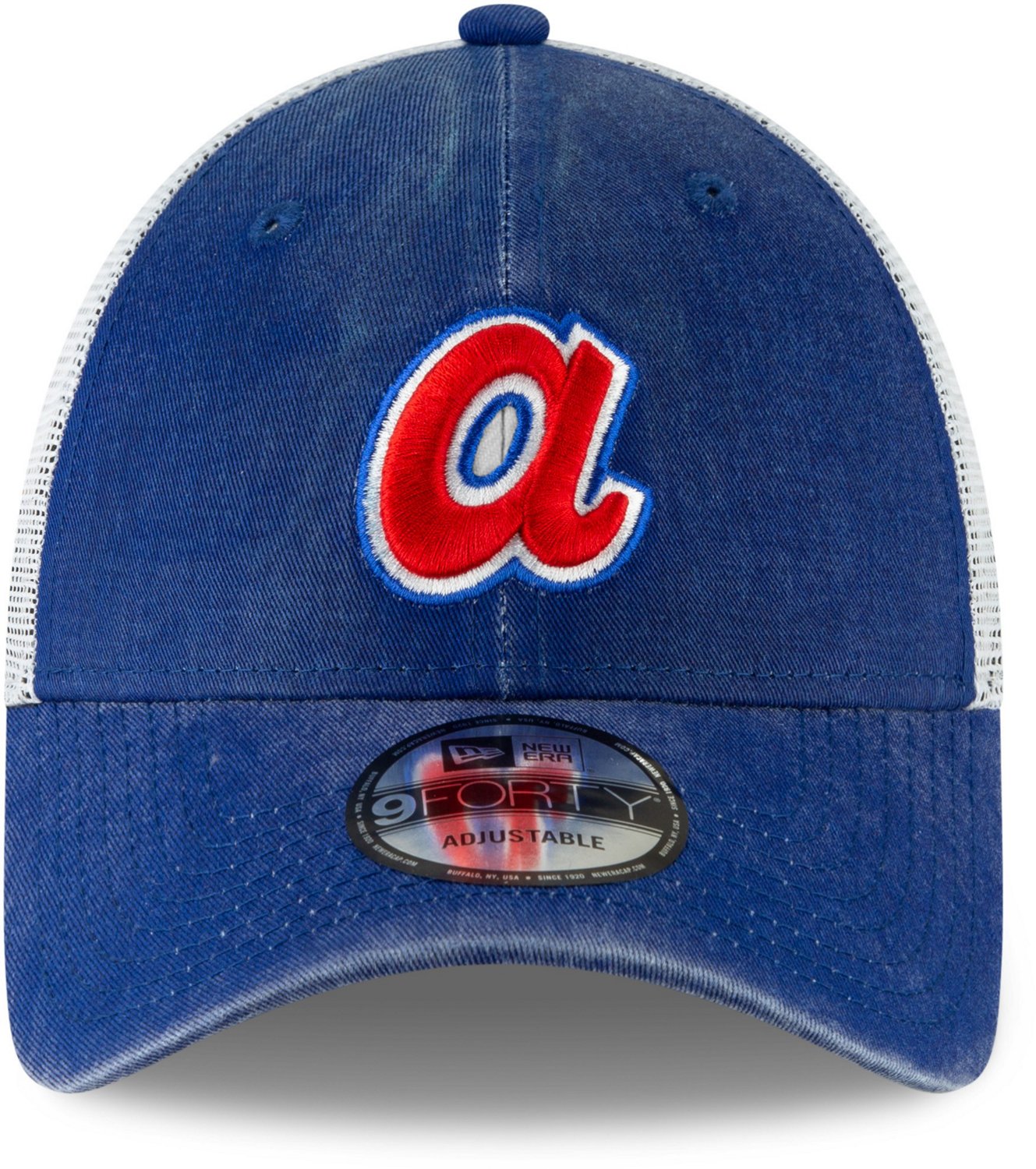  New Era Atlanta Braves Cooperstown Trucker 9Forty Adjustable Hat  Blue : Sports & Outdoors