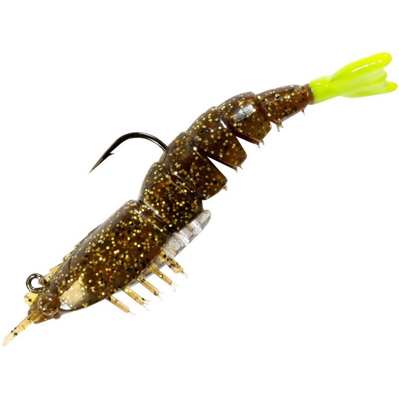 Z-Man 3 1/2" Ez Shrimpz Rigged Sof Baits, 2-Pack, in Rootbeer/Chartreuse Tail | For Fishing | by West Marine