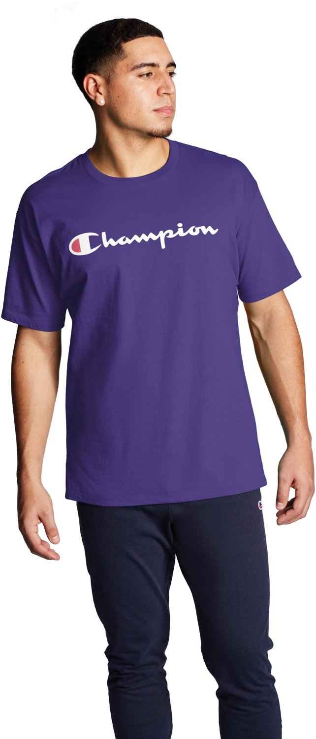 Champion Mens and Big Mens Script Logo Classic Jersey Graphic Tee Shirt, Sizes S-2XL