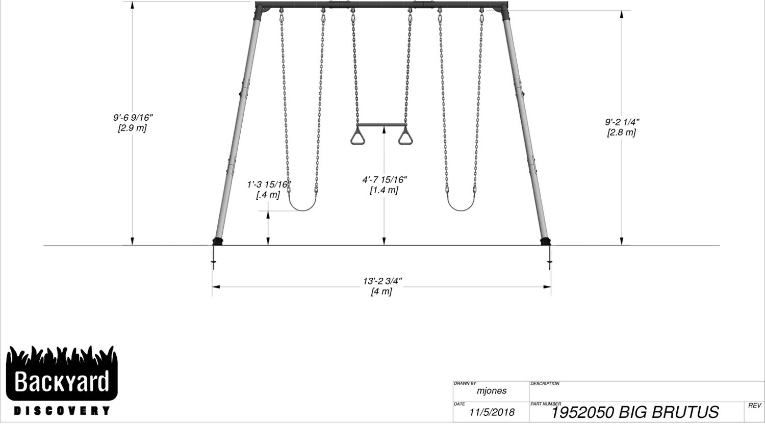 Backyard Discovery Big Brutus Metal Swing Set Academy