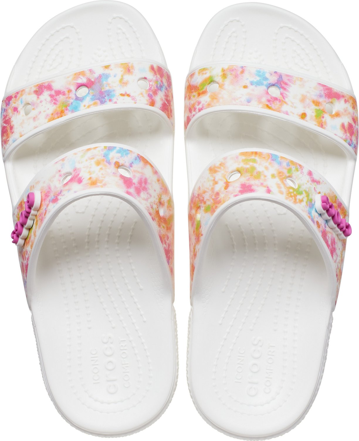 Crocs Adults' Classic White Speckle Tie Dye 2Strap Sandals Academy