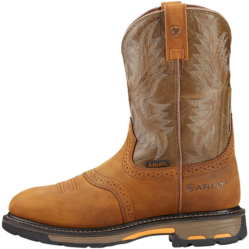 Men's WorkHog Pull-on Work Boots in Aged Bark Full-Grain Leather, Size: M 11/ W 12.5 D / Medium by Ariat