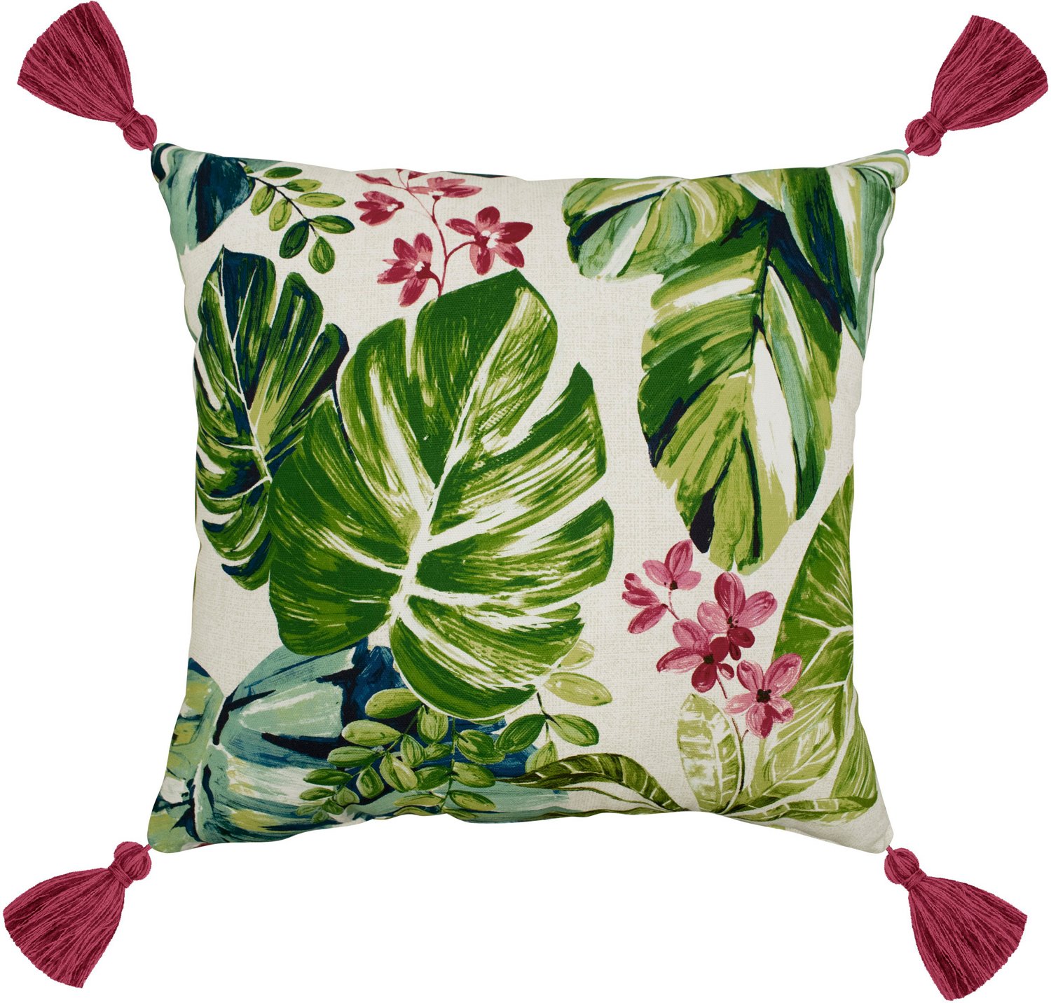Mosaic Tropical Tassel Trim Patio Pillow Academy