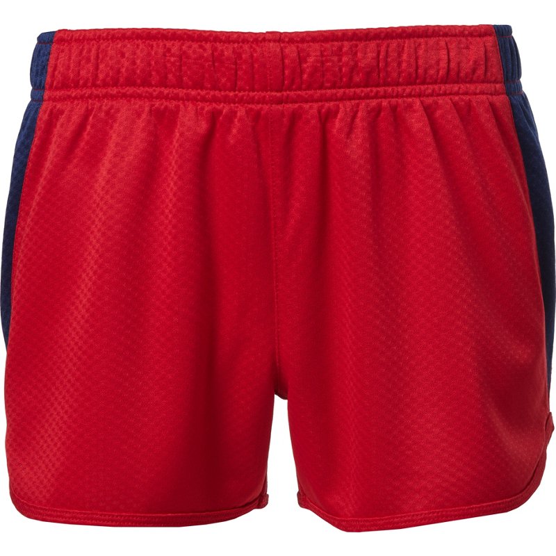 BCG Girls' Colorblock Honeycomb Shorts 3 in Red, Small - Girl's Athletic Shorts at Academy Sports