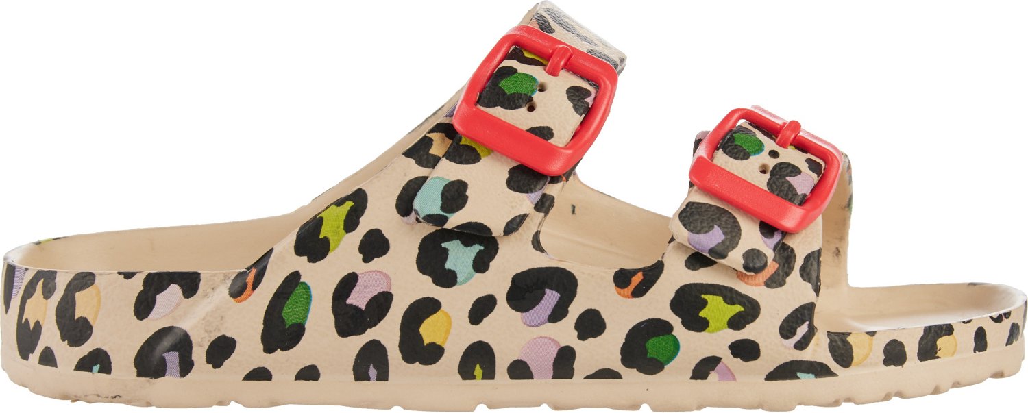 O'Rageous Girls' 2-Buckle Cheetah Slides
