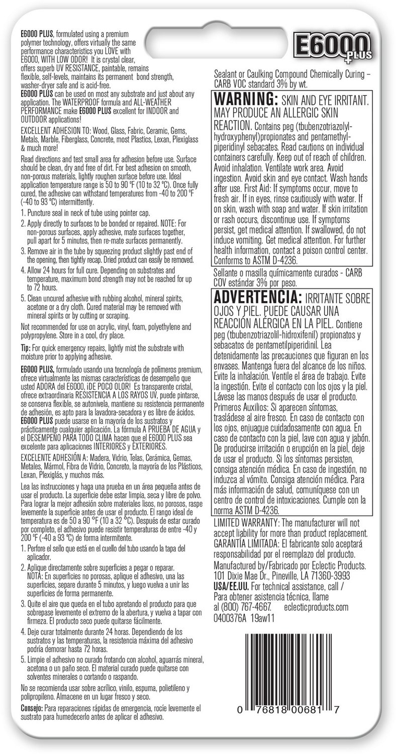 E-6000 Plus 0.9 Fl. Oz. Clear Adhesive                                                                                           - view number 2