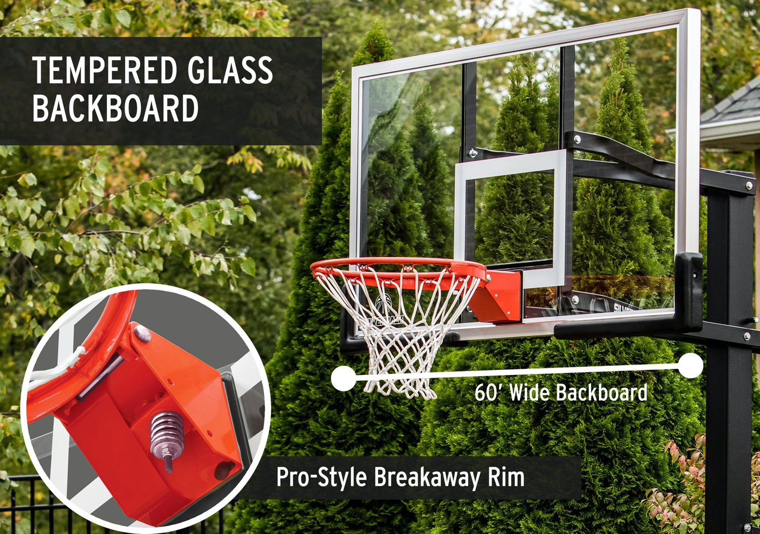 Silverback 60 in Inground Tempered-Glass Basketball Hoop                                                                         - view number 7
