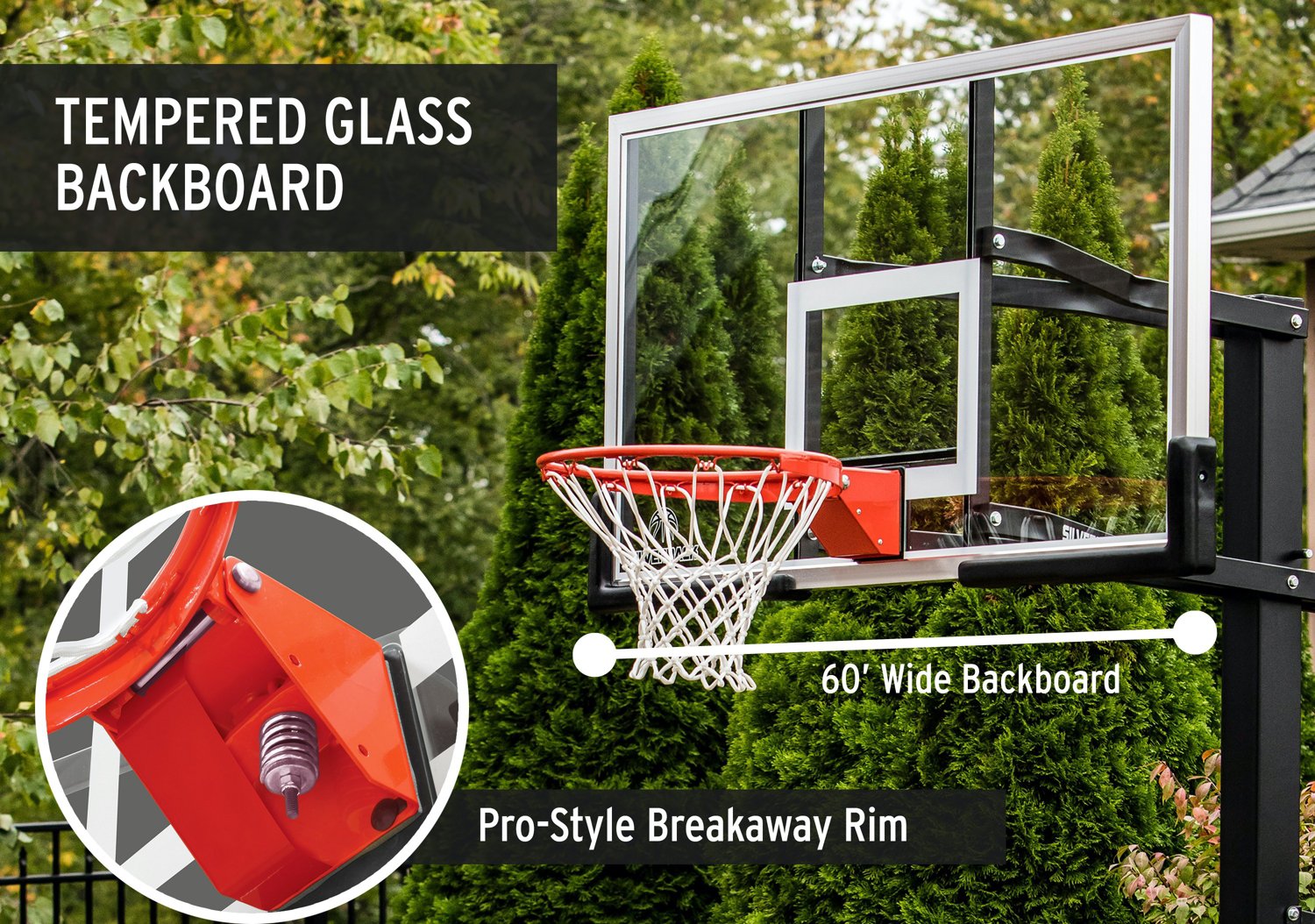 Silverback 60 in Inground Tempered-Glass Basketball Hoop - view number 5