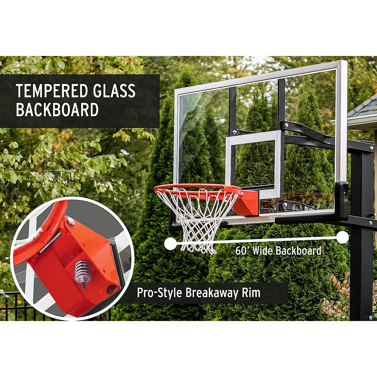 Black for sale online Silverback B5402W 60 in In-Ground Basketball Hoop with Adjustable Backboard 
