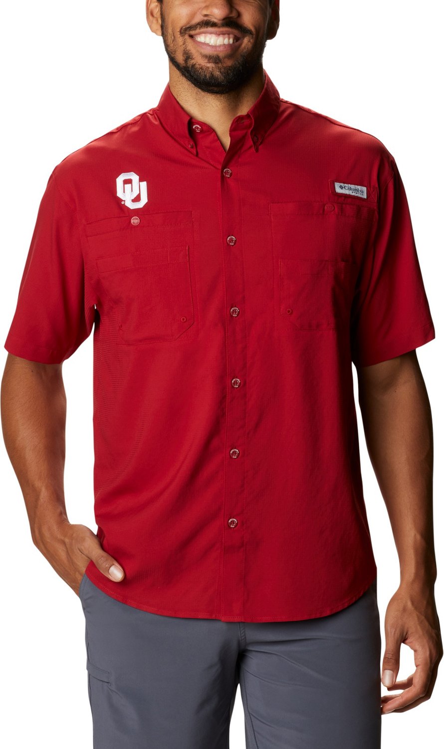 Columbia Oklahoma Sooners Big  Tall Collegiate Tamiami Button-Down Shirt