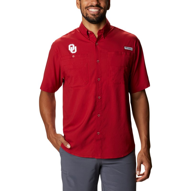 Columbia Men's Crimson Oklahoma Sooners Big Tall Tamiami Omni-Shade Button-Down Shirt - Crimson