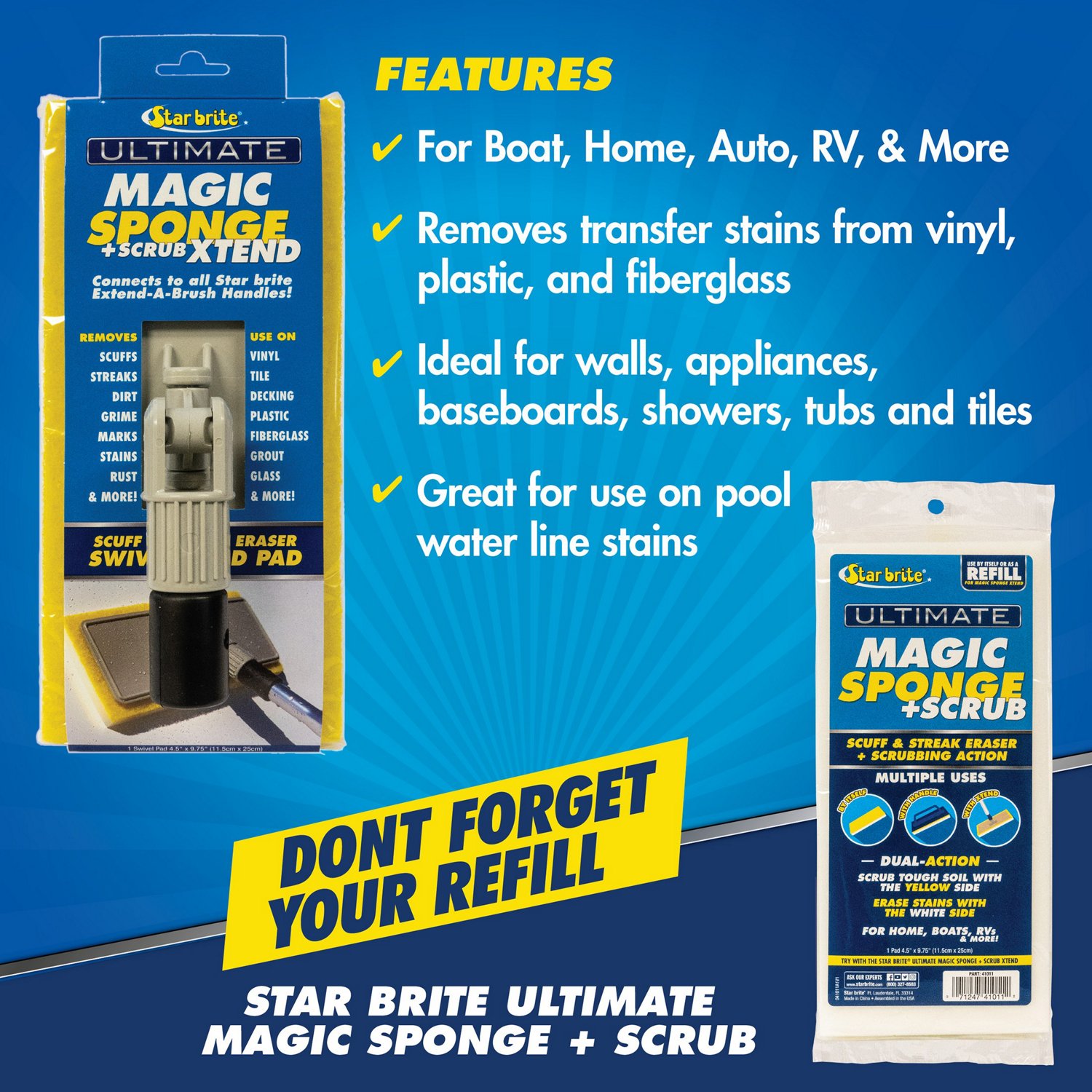 Star brite Ultimate Magic Xtend Sponge + Scrub Eraser - view number 6
