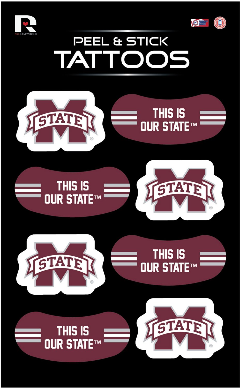 Rico Missisippi State University Tattoos 8-Pack | Academy