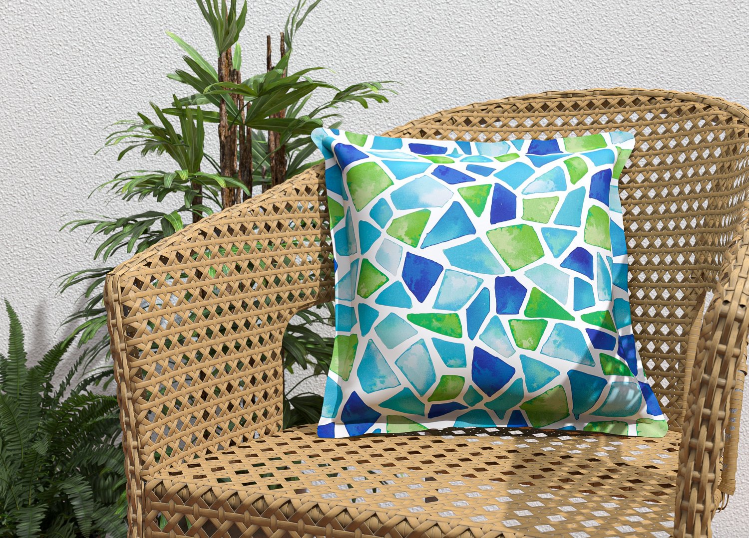 Mosaic Sea Glass Flange Trim Patio Pillow                                                                                        - view number 3