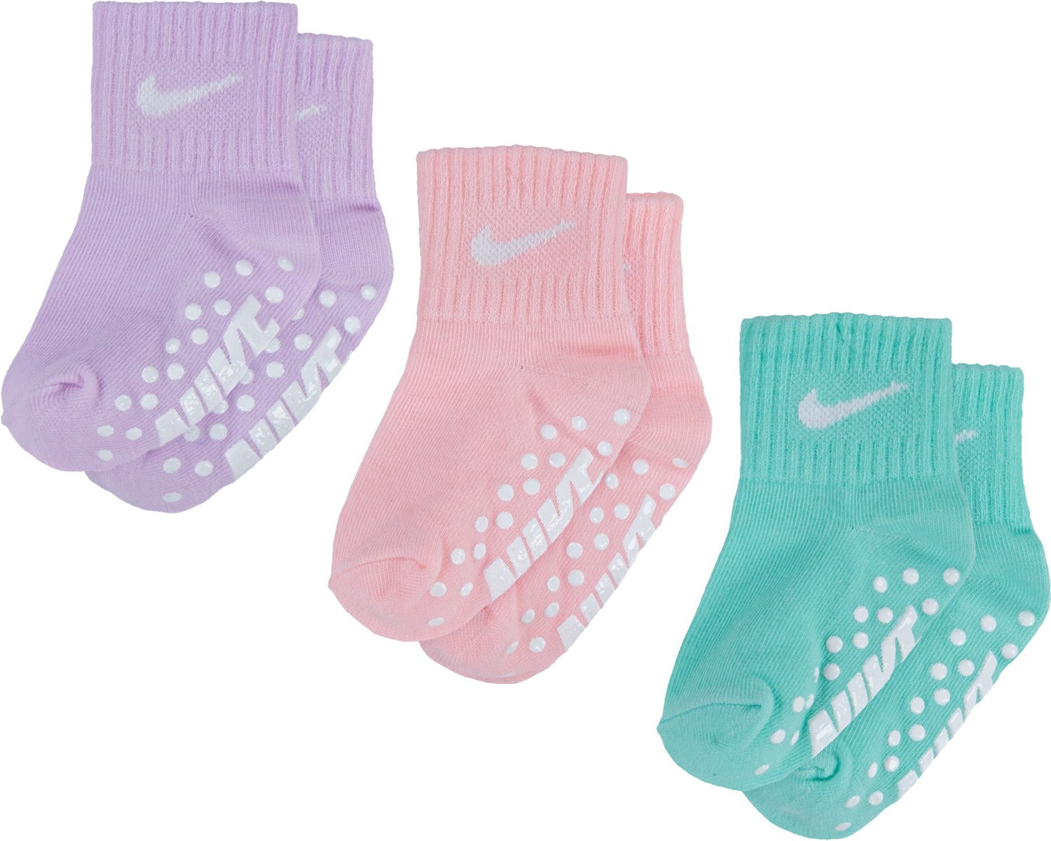 Nike Girls' Swoosh Gripper Quarter Socks 3Pack Academy