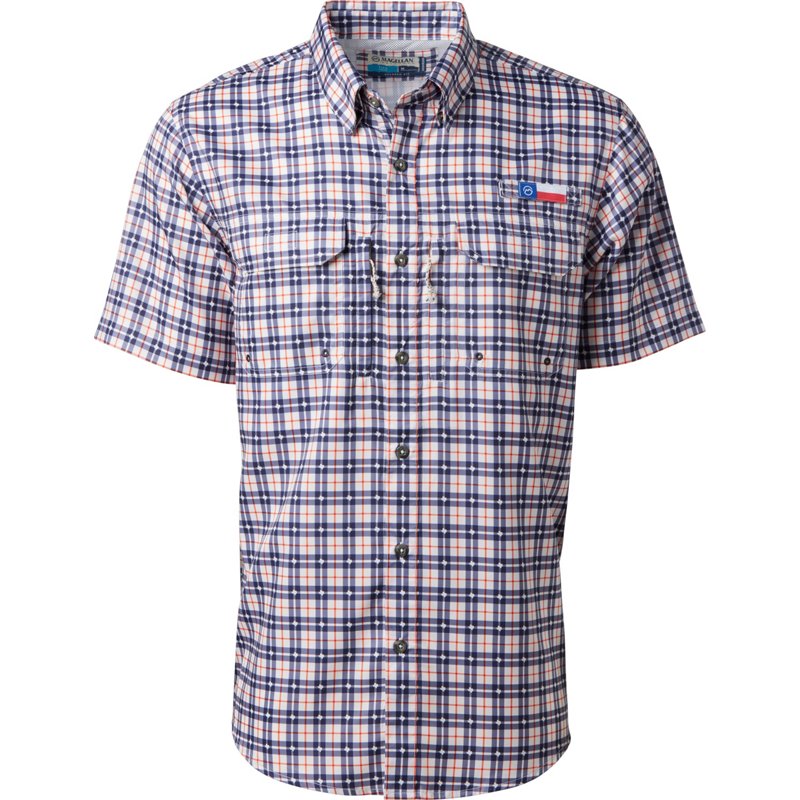 Magellan Outdoors Men's Local State Plaid Texas Short Sleeve Shirt Navy Blue, Small - Men's Fishing Tops at Academy Sports