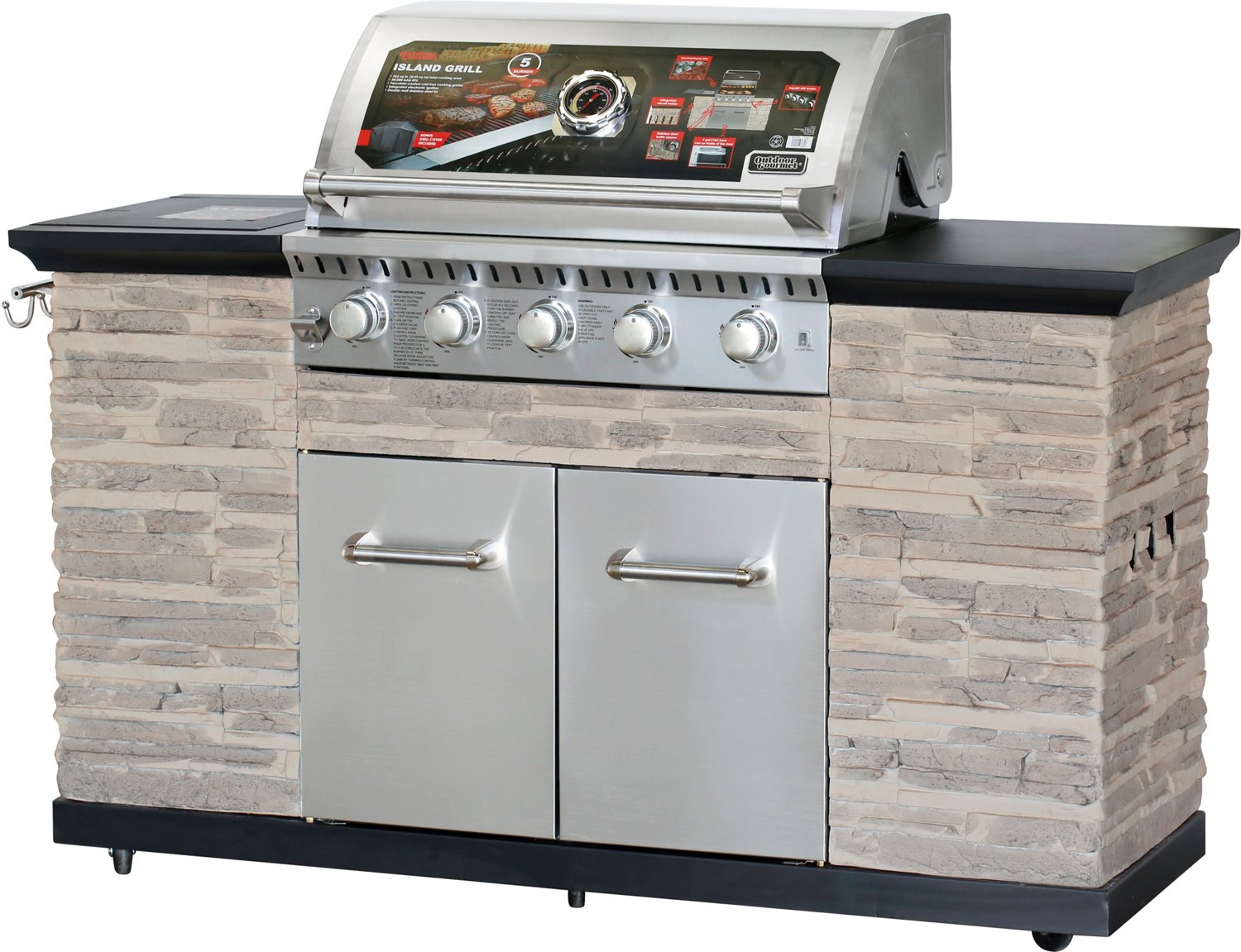 Outdoor Gourmet 5Burner Cut Stone Island Grill Academy