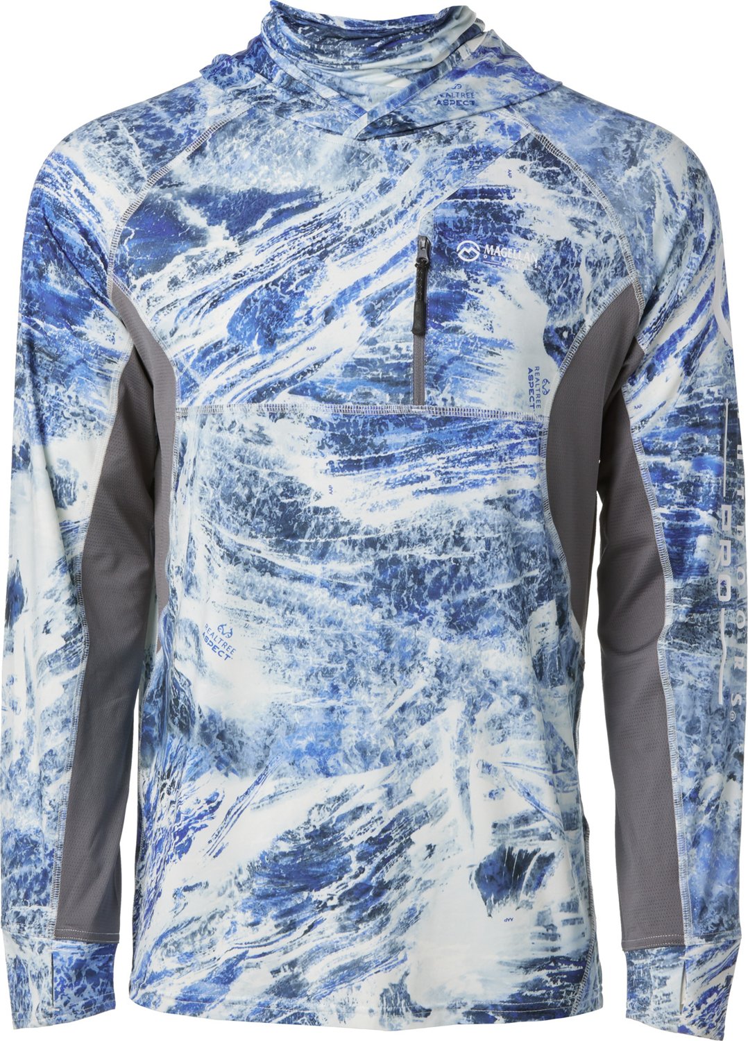 Mossy Oak Elements MED Fishing Shirt Blue Cool Core Long Sleeve