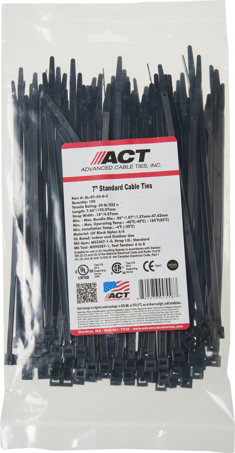 ACT 7.5 in 50 lb Natural Cable Ties 100-Pack                                                                                     - view number 1 selected