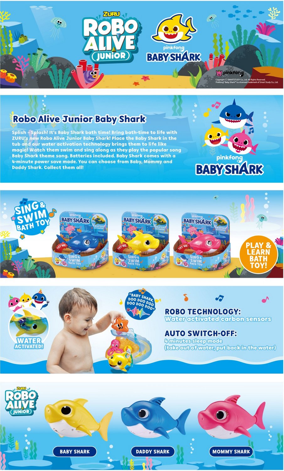 ZURU Robo Alive Junior Baby Shark Bath Toy Styles May  - Best Buy