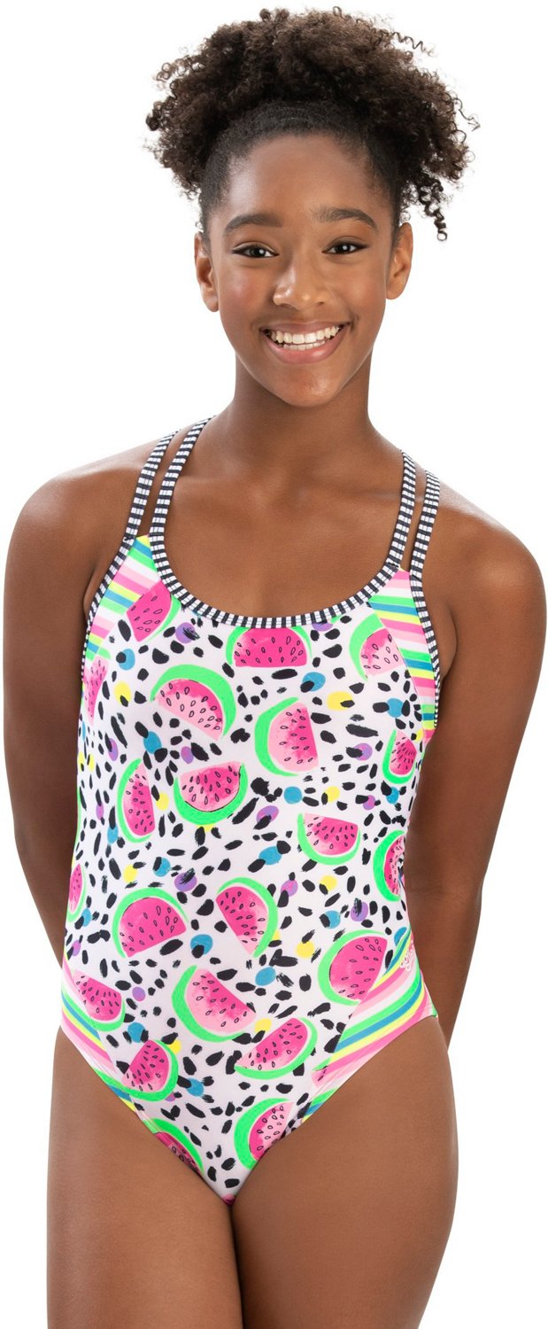 Women's Dolfin Uglies Print UPF 50+ Double Strap Back One-Piece Swimsuit