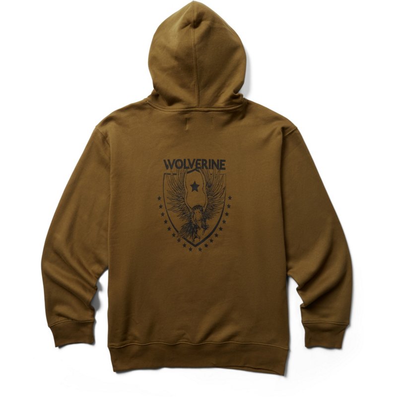 Wolverine Men's Freedom Graphic Long Sleeve Hoodie Beige/Dark Green, Large - Men's Work Jackets at Academy Sports product image