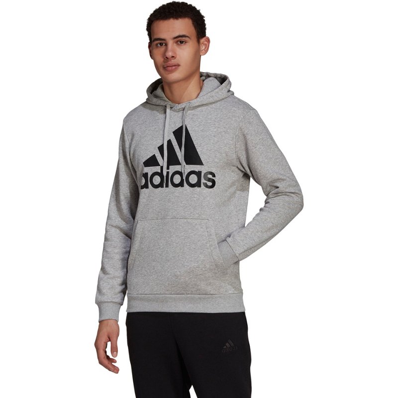 adidas Men’s Badge of Sport Logo Fleece Hoodie Gray, Medium - Men's Athletic Fleece at Academy Sports product image