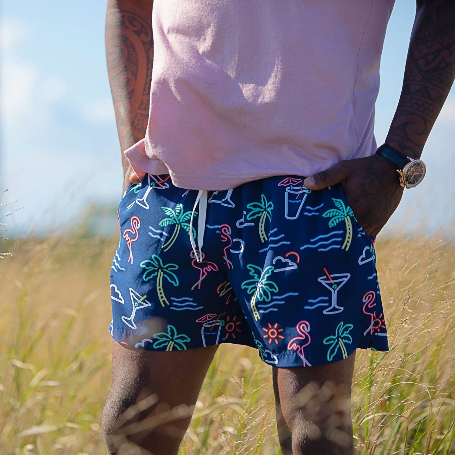 Chubbies Men's Neon Lights Stretch Swim Trunks 5.5 in Academy