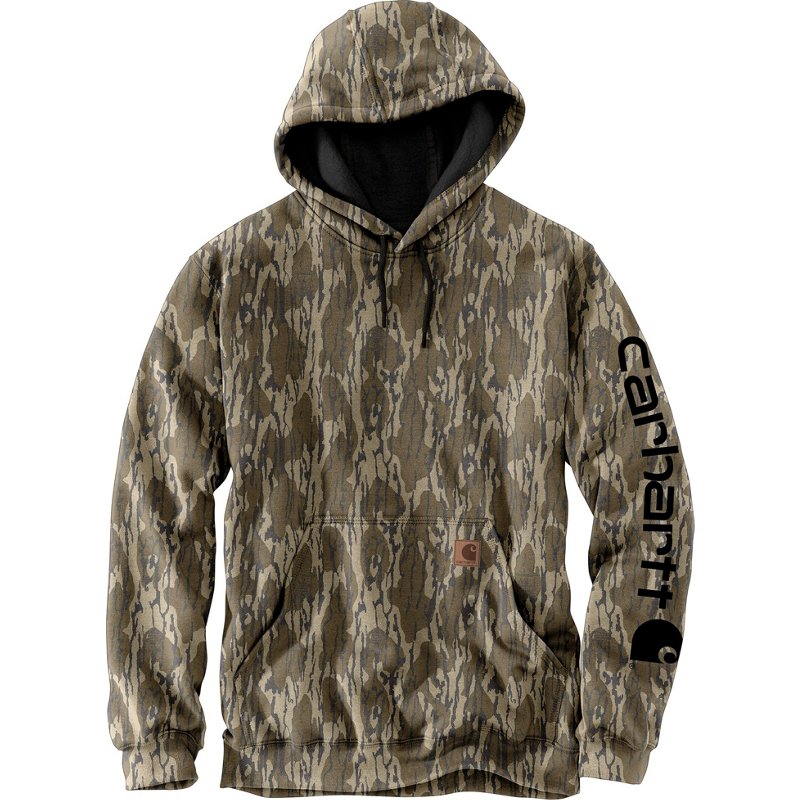 Carhartt Loose-Fit Midweight Camo Sleeve Graphic Long-Sleeve Sweatshirt for Men - Mossy Oak Original Bottomland