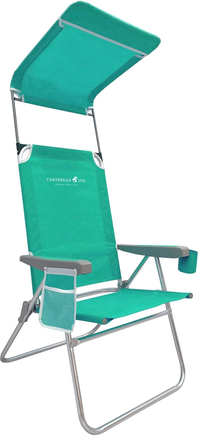 Caribbean Joe Folding Beach Chair w/ Canopy Academy