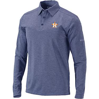 Columbia Sportswear Men's Houston Astros Pin High Long Sleeve Polo Shirt                                                        