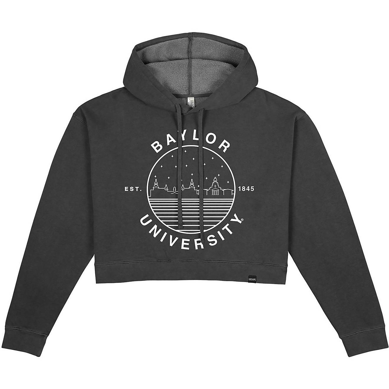 Uscape Apparel Women’s Baylor University Pigment-Dyed Fleece Cropped Hoodie                                                    - view number 1