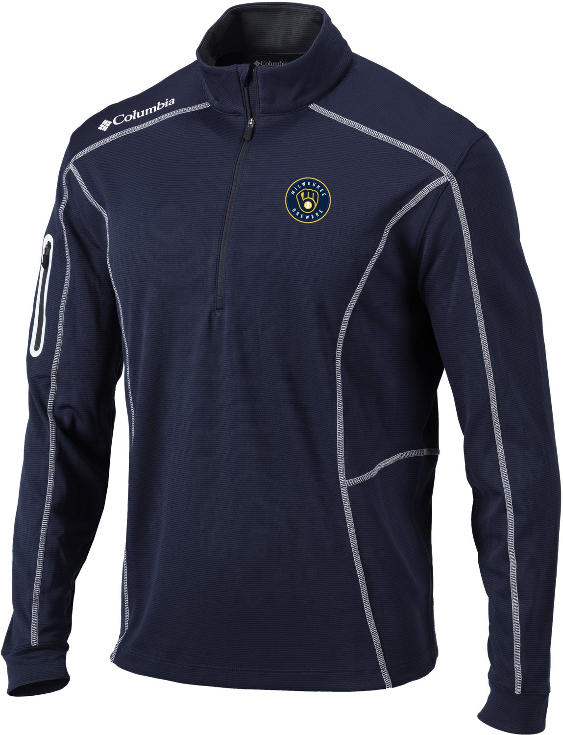 Columbia Sportswear Men's Milwaukee Brewers Shotgun 1/4 Zip Pullover