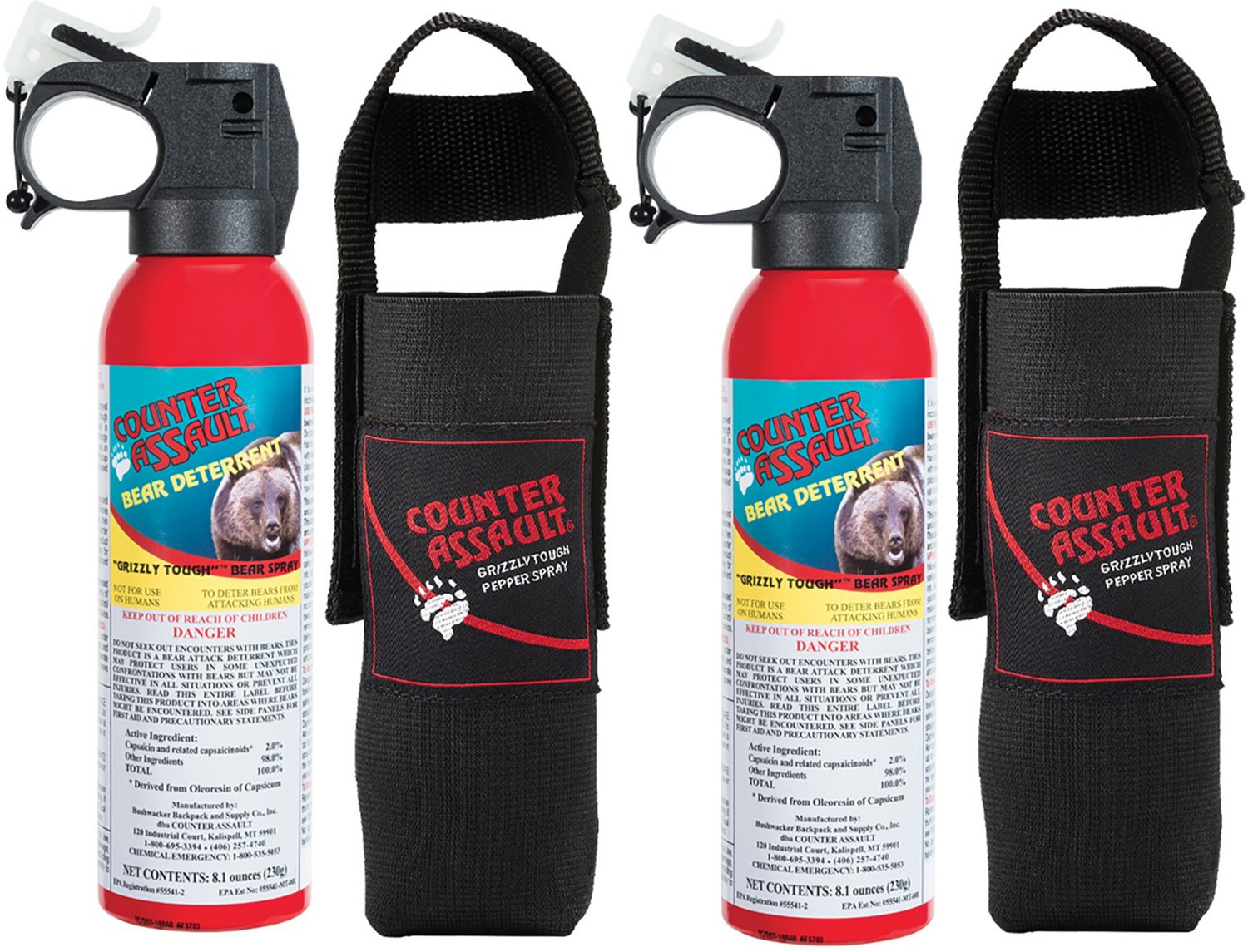 Counter Assault 32 ft Bear Pepper Spray 2Pack Academy