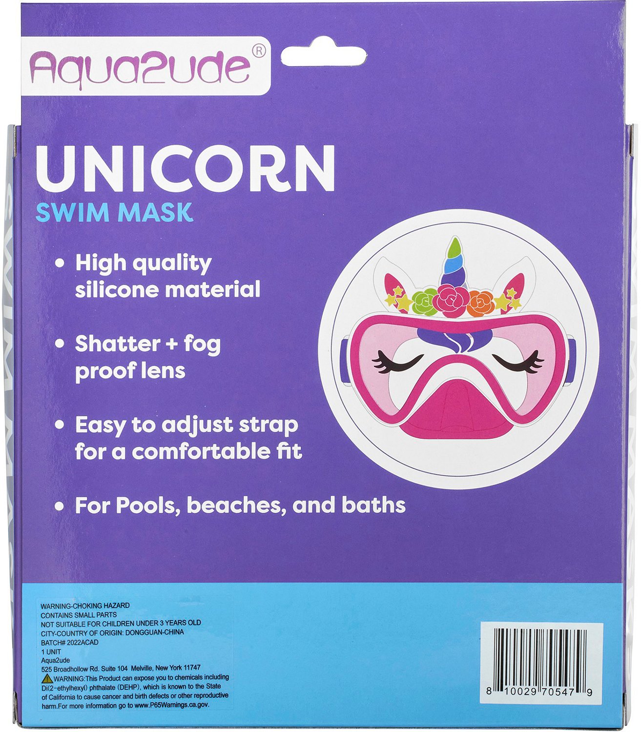 Aqua2ude Girls' Novelty Unicorn Swim Mask                                                                                        - view number 3