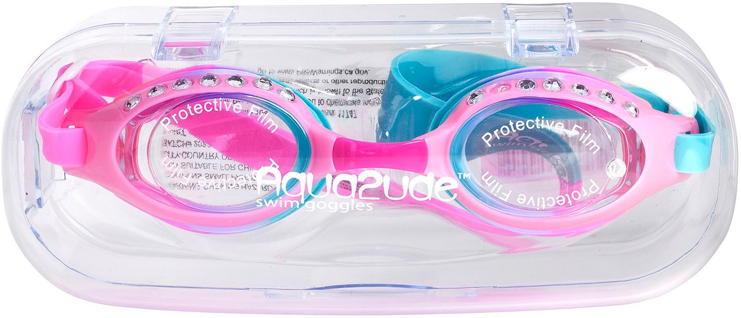 Aqua2ude Girls' Classic Rhinestone Swim Goggles | Academy