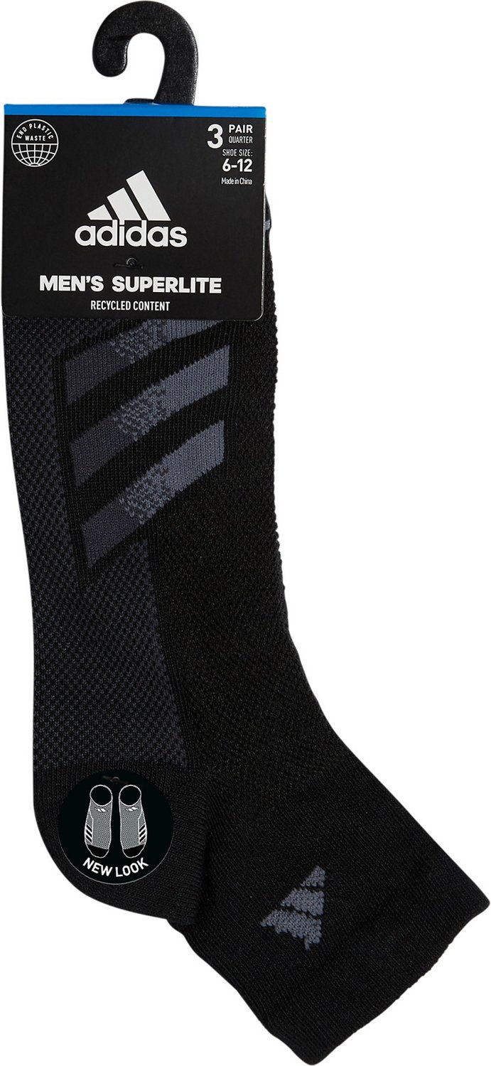 adidas Men's Superlite Stripe III Quarter Socks 3-Pack | Academy