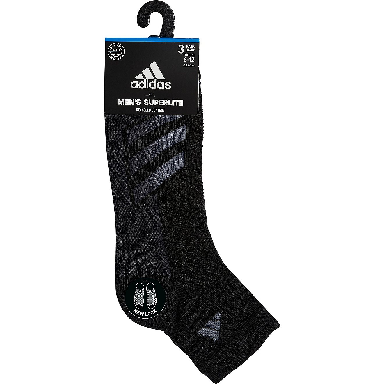 adidas Men's Superlite Stripe III Quarter Socks 3-Pack                                                                           - view number 3