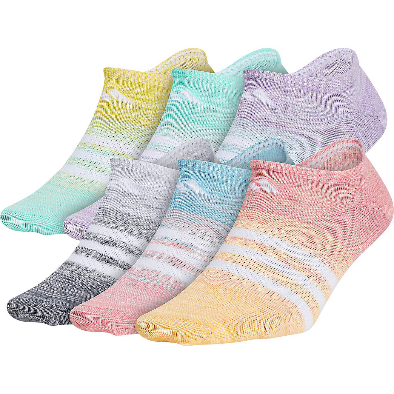 adidas Girls' Superlite Multi Space Dye No-Show Socks 6-Pack                                                                     - view number 1
